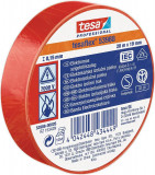 Tesa PRO tesaflex, bandă electrică, adezivă, PVC, 15 mm, roșu, L-10 m