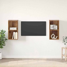 vidaXL Dulap pentru TV pe Perete 2 pcs Lemn vechi 37 x 37 x 72 cm