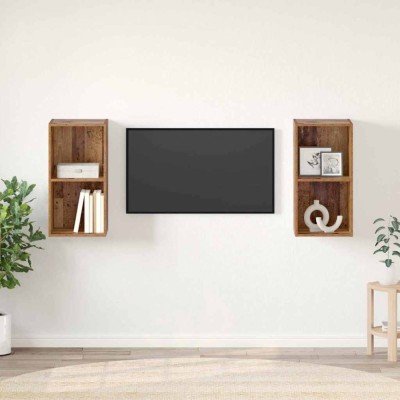 vidaXL Dulap pentru TV pe Perete 2 pcs Lemn vechi 37 x 37 x 72 cm 3393555 foto
