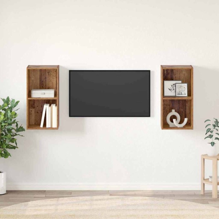 vidaXL Dulap pentru TV pe Perete 2 pcs Lemn vechi 37 x 37 x 72 cm 3393555