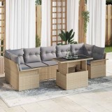 Cumpara ieftin Set de canapele pentru grădină cu pernă 8 pcs Bej Rattan poli