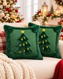 Set de 2 huse decorative de pernă de Crăciun, verzi, 45 &times; 45 cm