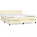 Cumpara ieftin Pat box spring cu saltea, crem, 180x200 cm, piele ecologica