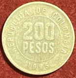 200 PESOS COLUMBIA 1995/ BRONZ-NICHEL 7,08 g si 24,4 mm./ MONEDA DIN POZE