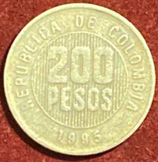 200 PESOS COLUMBIA 1995/ BRONZ-NICHEL 7,08 g si 24,4 mm./ MONEDA DIN POZE