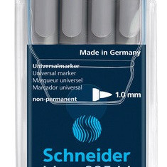 Universal Non-permanent Marker Schneider Maxx 225 M, Varf 1mm, 4 Culori/set - (n, R, A, V)
