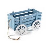 Cumpara ieftin Carucior decorativ lemn albastru cm 24 x 13 cm x 15 H