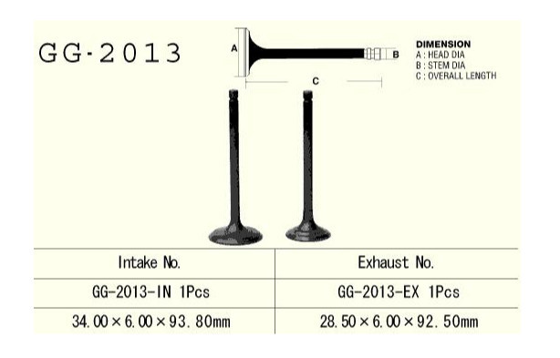 Supapa admisie Yamaha YFM 250 89- 09, TW 200 87- 09, XT 225, TTR 230 (OEM: 5H0-12111-00,5H0-12111-02)