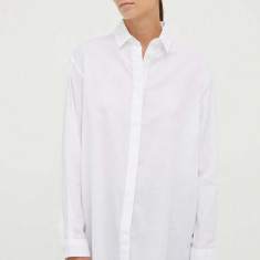 Samsoe Samsoe cămașă din bumbac femei, culoarea alb, cu guler clasic, relaxed
