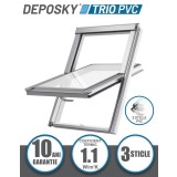 Fereastra mansarda DEPOSKY TRIO PVC 3 sticle, maner jos