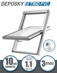 Fereastra mansarda DEPOSKY TRIO PVC 3 sticle, maner jos