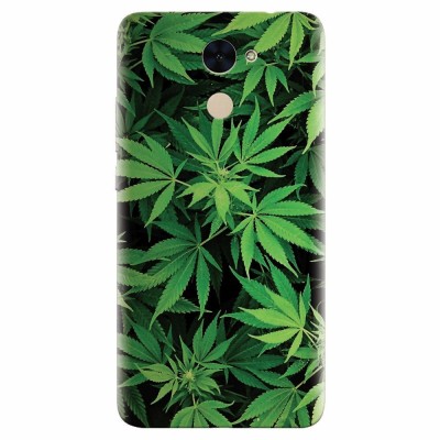 Husa silicon pentru Huawei Enjoy 7 Plus, Green Leaf Pattern foto