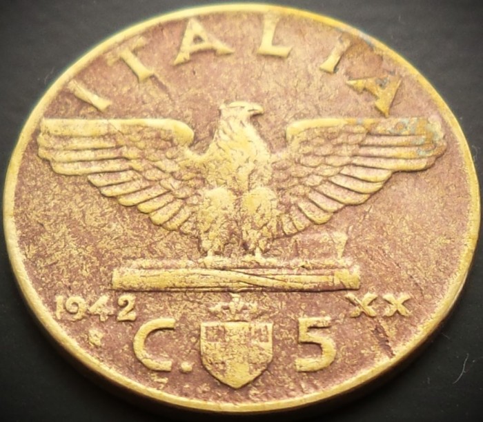Moneda istorica 5 CENTESIMI - ITALIA, anul 1942 * cod 4191