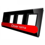 Livolo rama sticla neagra 4 posturi pentru priza/intrerupator