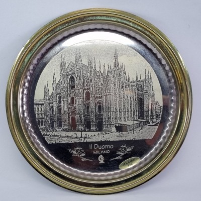 Domul din Milano - Suvenir farfurie decorativa cu aur 24 k - ITALIA foto