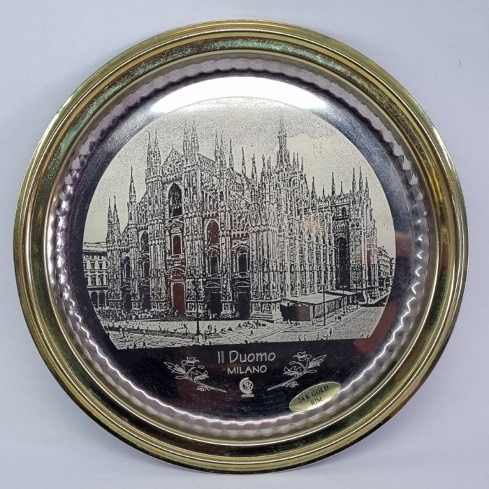 Domul din Milano - Suvenir farfurie decorativa cu aur 24 k - ITALIA