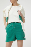 Ellesse pantaloni scurti femei, culoarea verde, cu imprimeu, high waist