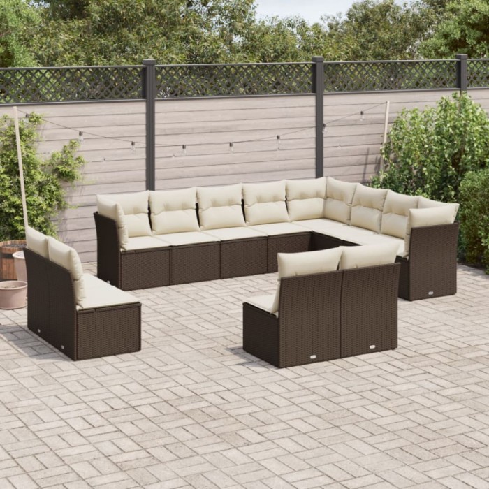 Gossi set canapele de gradina cu perne, 12 piese, maro, poliratan