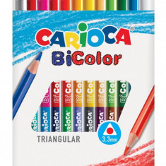 Creioane Colorate Carioca Bicolor, Triunghiulare, Bicolore, 12 Culori/cutie