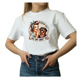 Tricou Dama alb, retro vintage, cu text amuzant si ironic, marimea S