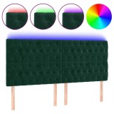 Cumpara ieftin Tablie de pat cu LED, verde inchis, 200x7x118/128 cm, catifea