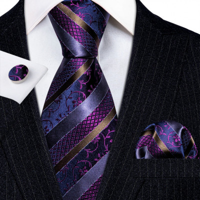 Set cravata + batista + butoni - matase - model 675 foto