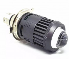 Bec M2 led moto / scuter, H4 / BA20D, puternic cu lupa, retrofit 2020 foto