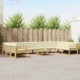 vidaXL Set de canapele de exterior cu pernă 11 pcs Alb și crem 3387124