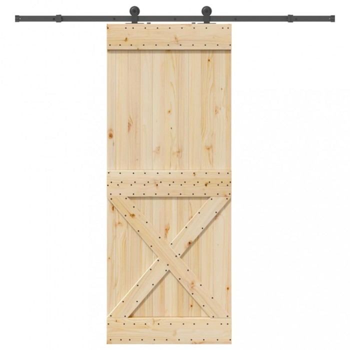 vidaXL Ușă glisantă cu set feronerie, 90x210 cm, lemn masiv de pin 3332769