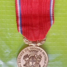 E653-I-Medalia Societatea de ajutor reciproc Franta bronz aurit stare buna.