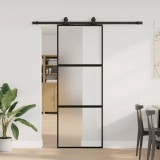 VidaXL Ușă glisantă cu set feronerie neagră 76x205cm sticlă securizată