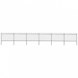 VidaXL Gard de grădină cu v&acirc;rf curbat, negru, 10,2 x 1,2 m, oțel