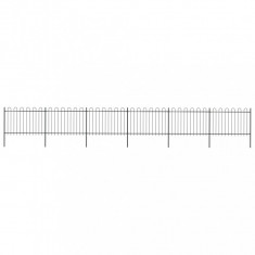 vidaXL Gard de grădină cu vârf curbat, negru, 10,2 x 1,2 m, oțel
