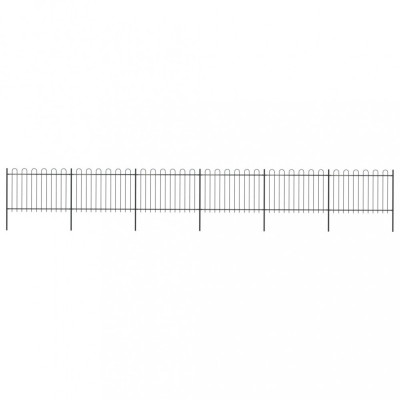vidaXL Gard de grădină cu v&amp;acirc;rf curbat, negru, 10,2 x 1,2 m, oțel foto
