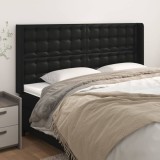 Gossi tablie de pat cu aripioare, negru, 183x16x118/128 cm, piele eco