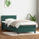 VidaXL Pat box spring cu saltea, verde &icirc;nchis, 80x220 cm, catifea 3316332