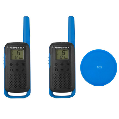 Kit Statie radio PMR portabila Motorola TALKABOUT T62 BLUE set cu 2 buc + Cadou Sticky Pad Blue foto