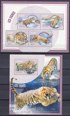 DB1 Fauna Niger Speciile de Tigri MS + SS MNH foto