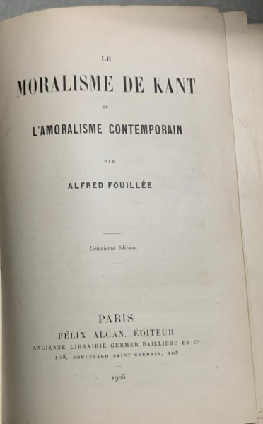 Le moralisme de Kant - Alfred Fouillee