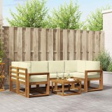 vidaXL Set de canapele de exterior cu pernă 7 pcs Natural și Crem 3366083