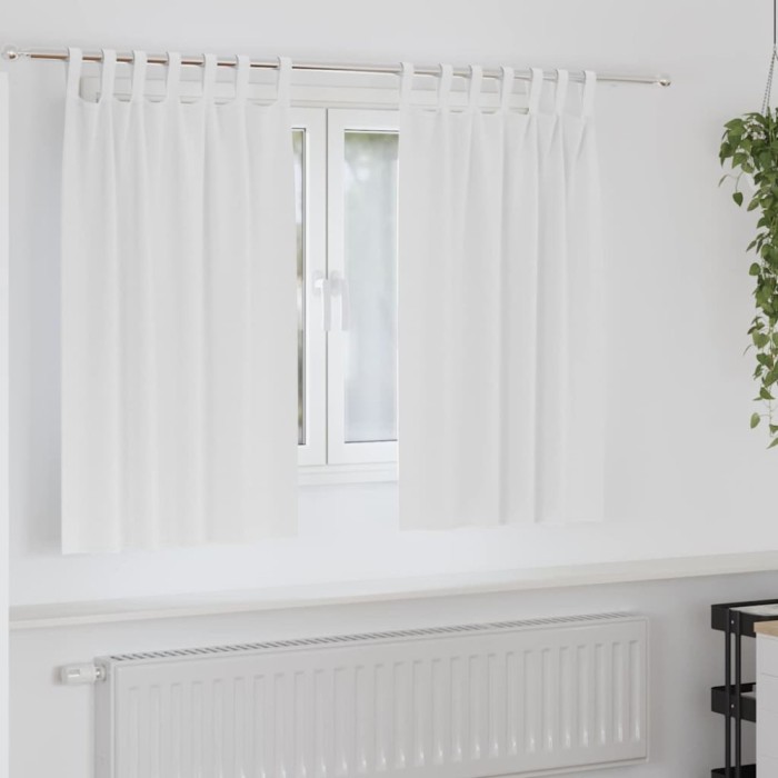 Perdele cu perdele 2 pcs Alb pur Poliester
