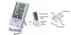 Statie meteo cu termometru pentru interior si exterior, ceas, alarma foto