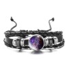 Bratara Piele Neagra Zodia Rac, 26cm, Fluorescenta, Simbol Astrologic, Cadou Personalizat Rac
