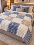 Cumpara ieftin Patura Cocolino Bej Alb Indigo Microfibra Coral Fleece 200x230 cm Moale Calduroasa Antialergica