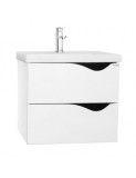 Set mobilier baie suspendat GN0971, front MDF cu lavoar ceramic, 70 cm, 2 sertare, glisiere soft close, alb