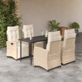 Cumpara ieftin Set mobilier de grădină cu perne, 5 piese, bej, poliratan