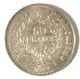 FRANTA 50 FRANCI 1977 ARGINT CU PATINA AUNC, Europa