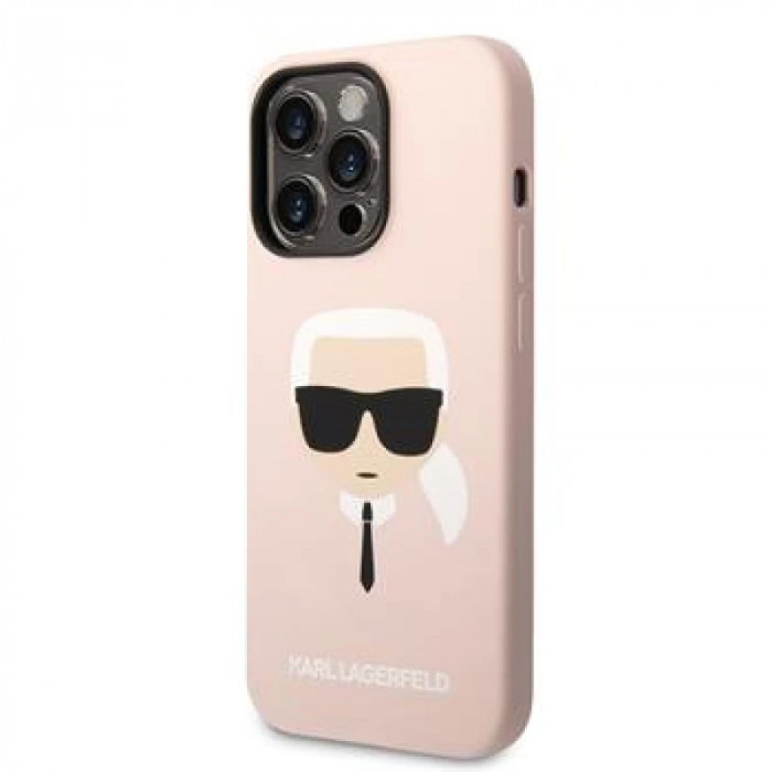 Husa Karl Lagerfeld MagSafe Liquid Silicone Karl Head iPhone 14 Pro Pink