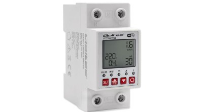 Releu Qoltec Wi-Fi pentru montare pe șină DIN cu ampermetru 63A | Temporizator | Tuya | Wi-Fi | LED foto