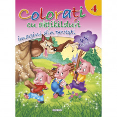 Carte pentru copii Colorati cu abtibilduri Imagini din povesti 4 Girasol, 3 ani+ foto